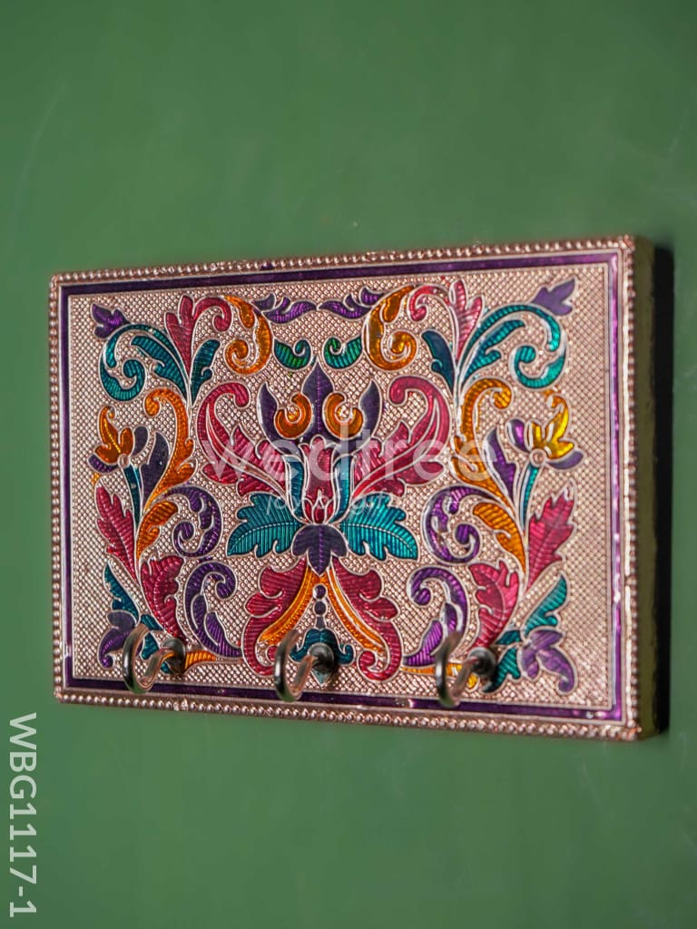 Meenakari Copper Finished Key Hanger With Floral Design - WBG1117-1
