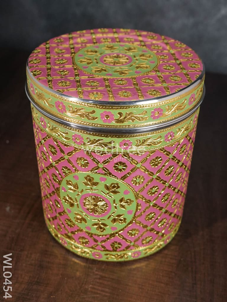 Meenakari Dabba with Floral Design - 8.5 inch - WL0454