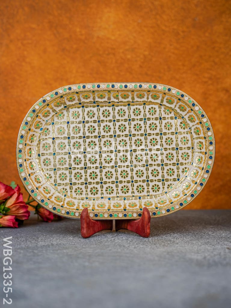 Meenakari Floral Oval Plate - WBG1335