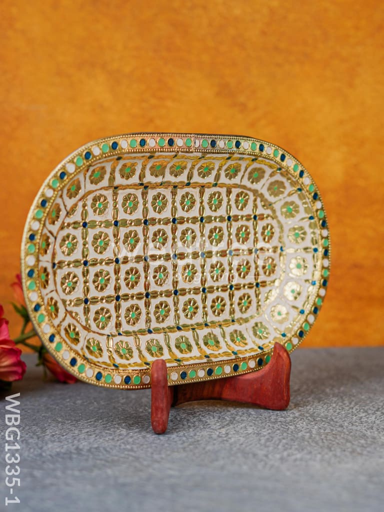Meenakari Floral Oval Plate - WBG1335