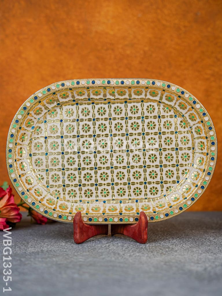 Meenakari Floral Oval Plate - WBG1335