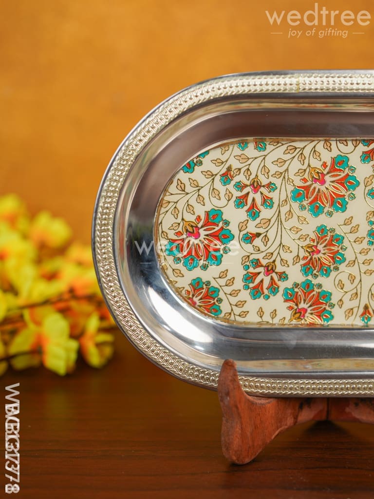 Meenakari Floral Oval Plate - WBG1377