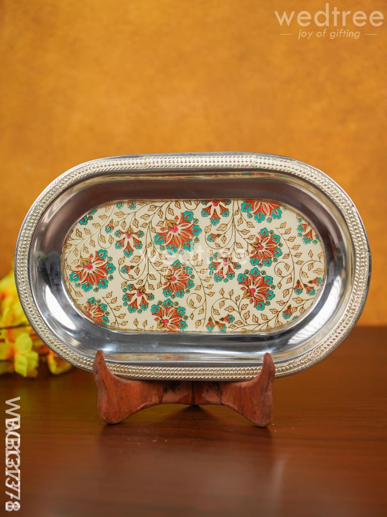 Meenakari Floral Oval Plate - WBG1377