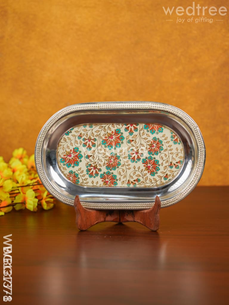 Meenakari Floral Oval Plate - WBG1377