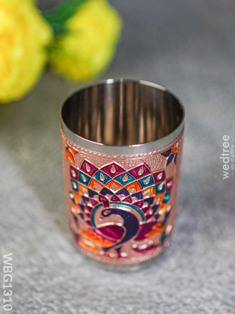 Meenakari Glass - Peacock Design Copper Finish Wbg1310 Utensils