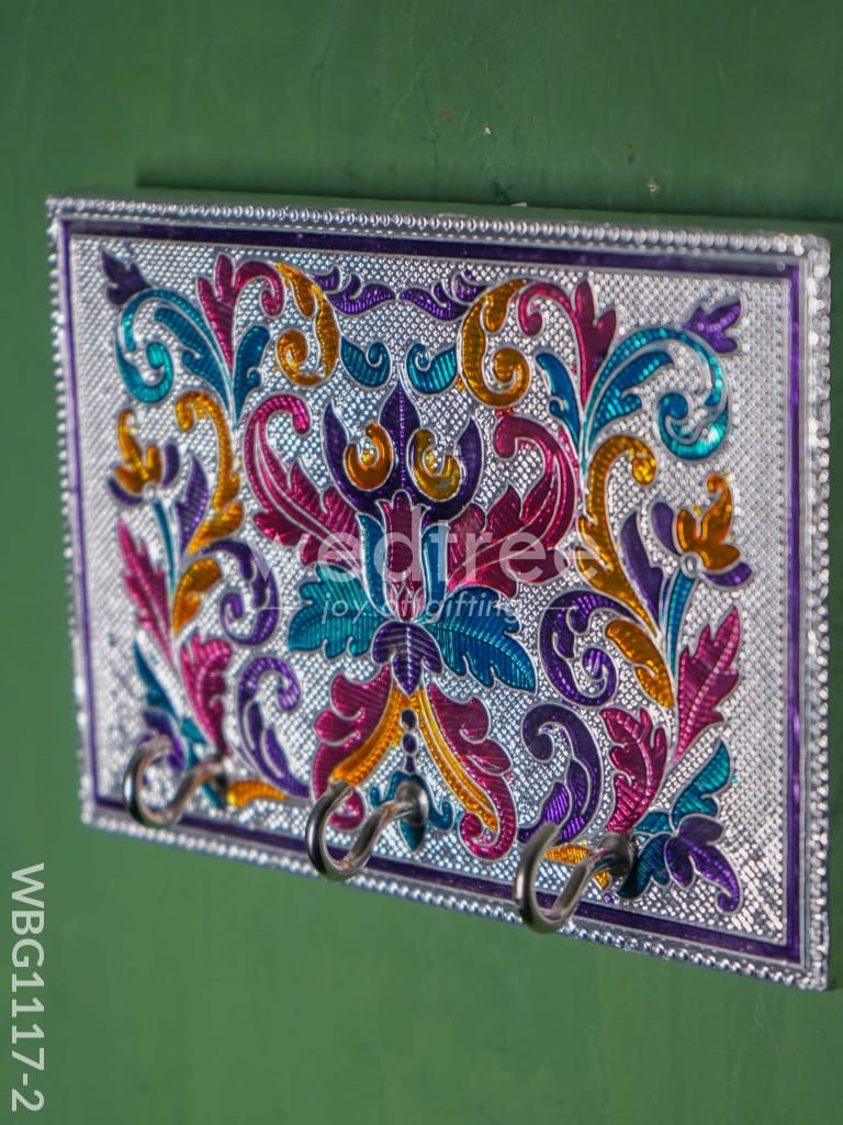 Meenakari Key Hanger With Silver Finish - WBG1117-2