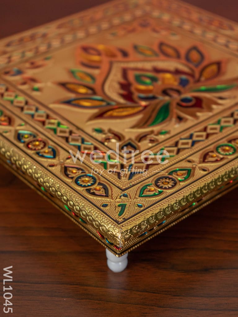 Meenakari Manai with Deepam Design - 12X12 Inches - WL1045