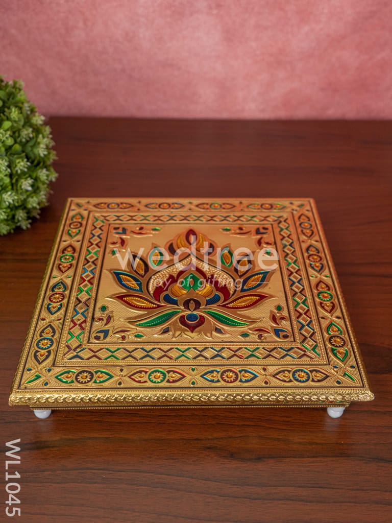 Meenakari Manai with Deepam Design - 12X12 Inches - WL1045