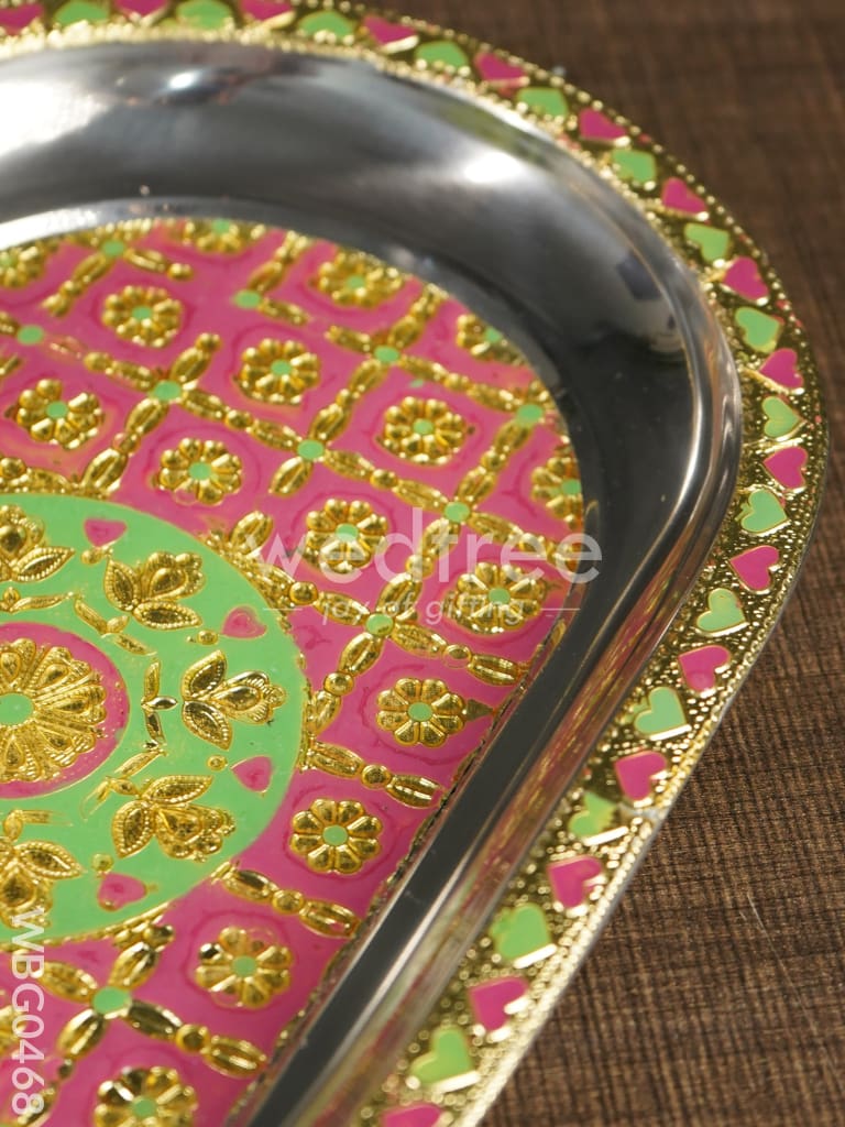 Meenakari Oval Plate with Floral Design - 11.5Inches - WBG0468