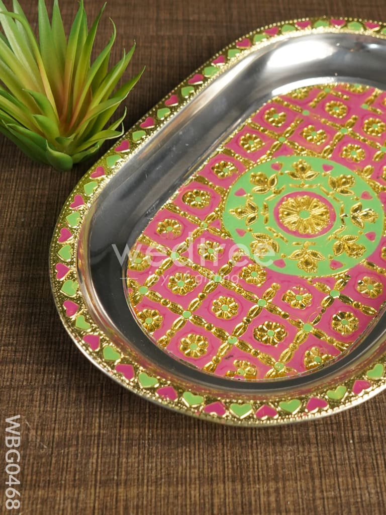 Meenakari Oval Plate with Floral Design - 11.5Inches - WBG0468
