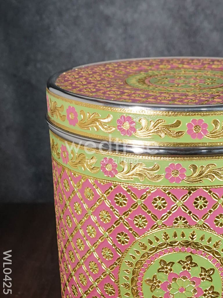 Meenakari Peacock Dabba 12 Inch (Red) - WL0425
