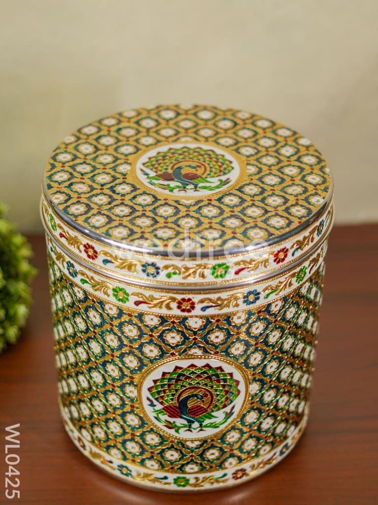 Meenakari Peacock Dabba 12 Inch (Red) - WL0425