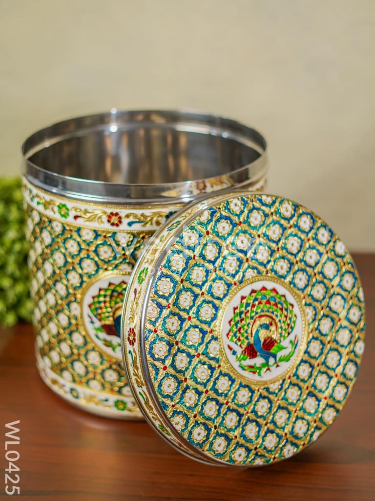 Meenakari Peacock Dabba 12 Inch (Red) - WL0425