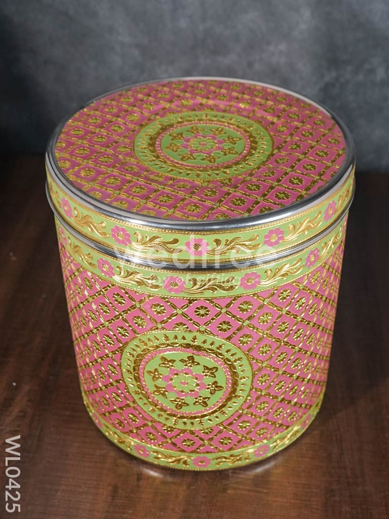 Meenakari Peacock Dabba 12 Inch (Red) - WL0425