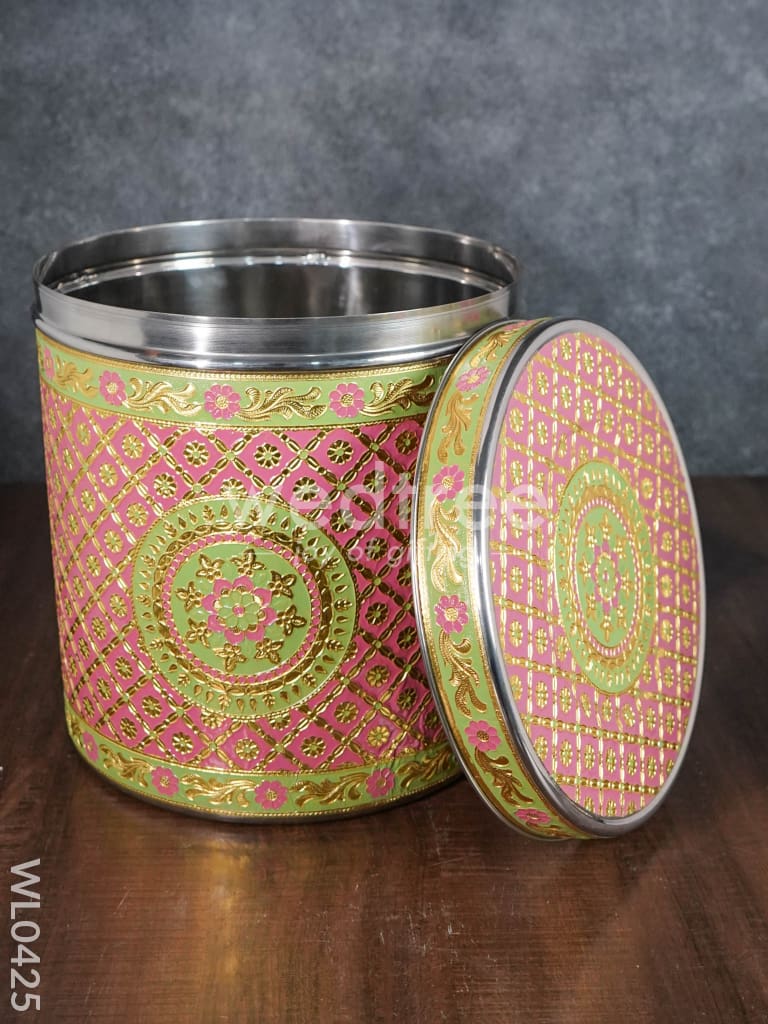 Meenakari Peacock Dabba 12 Inch (Red) - WL0425