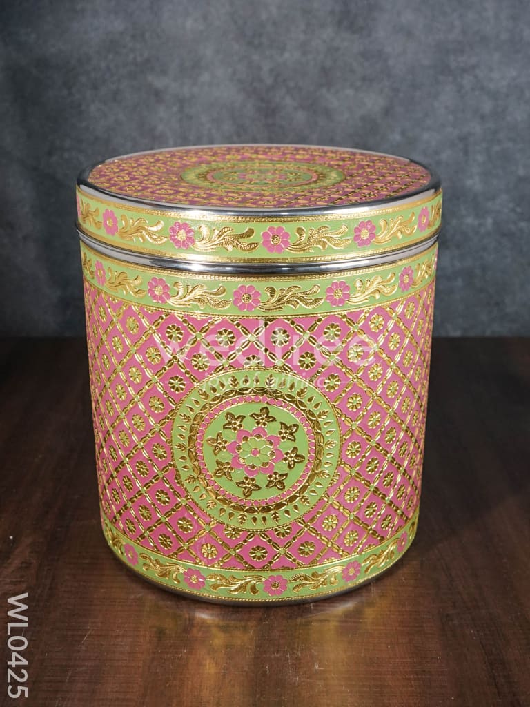 Meenakari Peacock Dabba 12 Inch (Red) - WL0425
