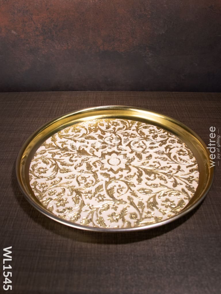 Meenakari plate with off white floral design -11Inches - WL1545