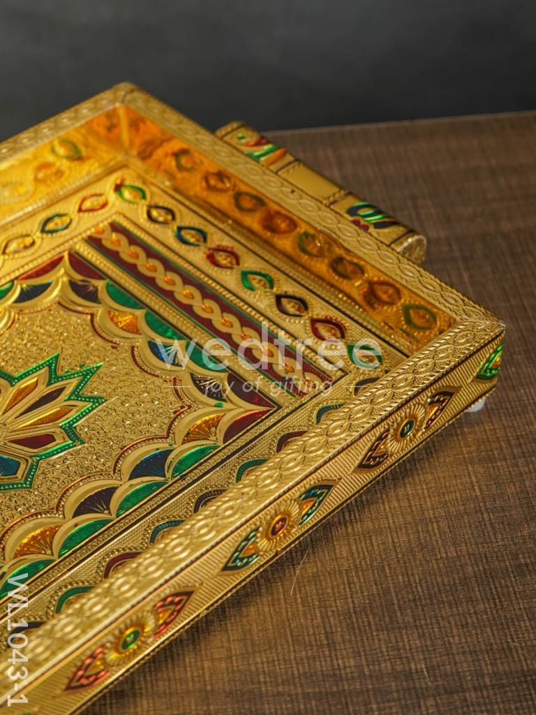 Meenakari Tray with Deepam Design - 12X8Inches - WL1043