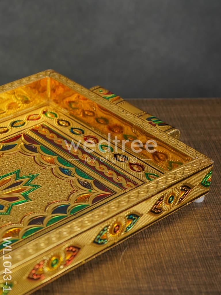 Meenakari Tray with Deepam Design - 12X8Inches - WL1043