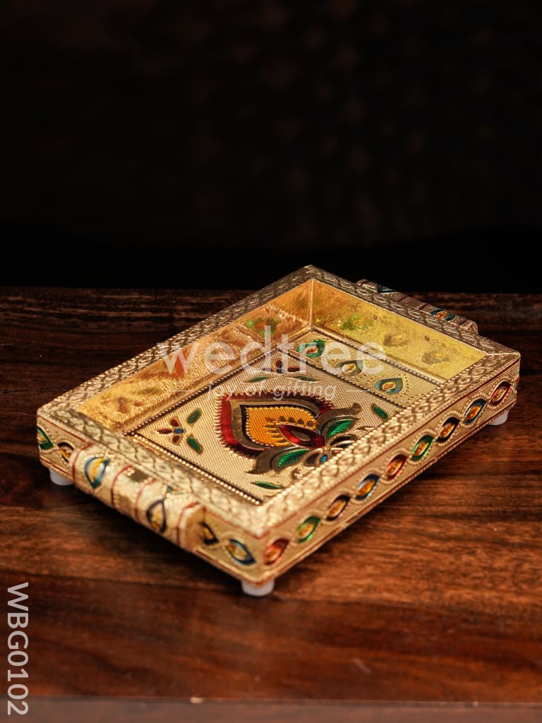 Meenakari Tray with Deepam Design - 6X4 Inches - WBG0102