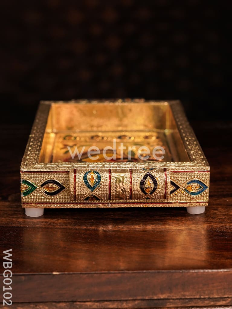 Meenakari Tray with Deepam Design - 6X4 Inches - WBG0102