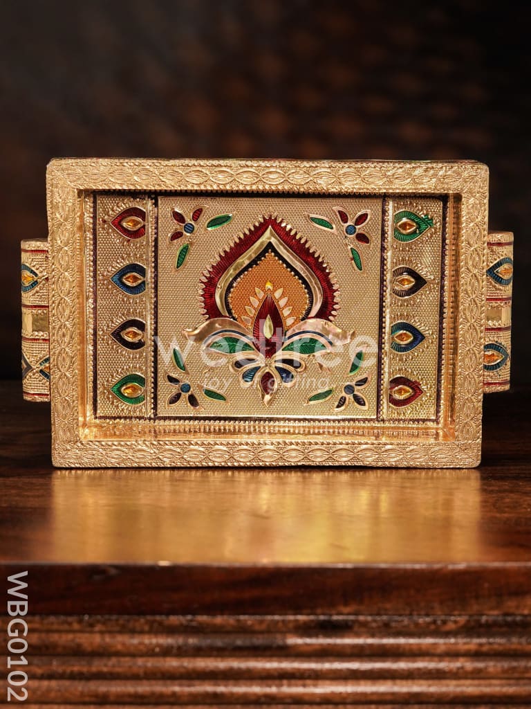 Meenakari Tray with Deepam Design - 6X4 Inches - WBG0102