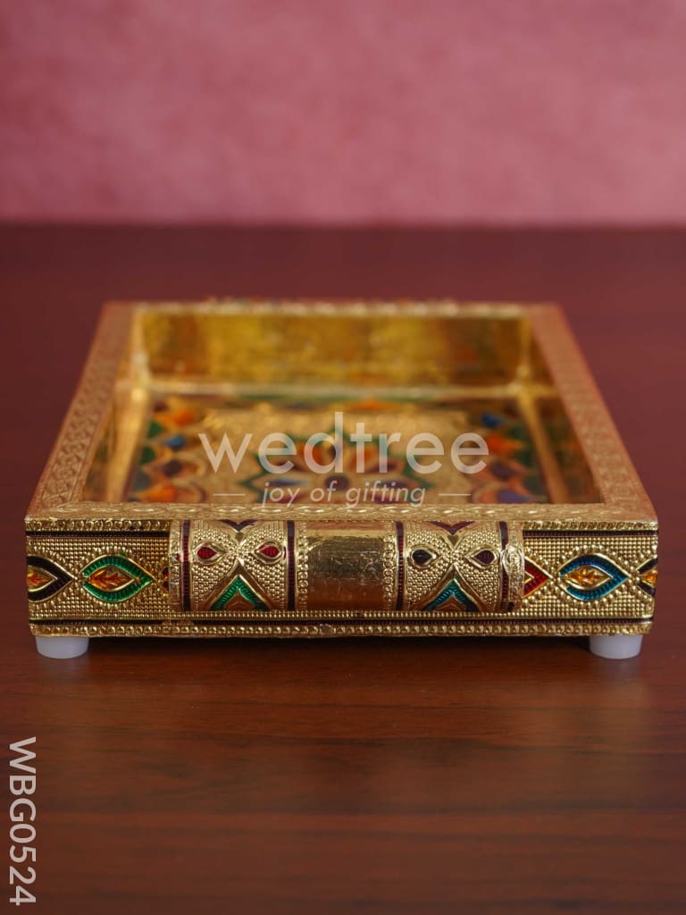 Meenakari Tray With Deepam Design- WBG0524