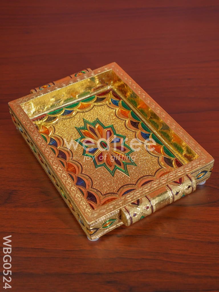 Meenakari Tray With Deepam Design- WBG0524