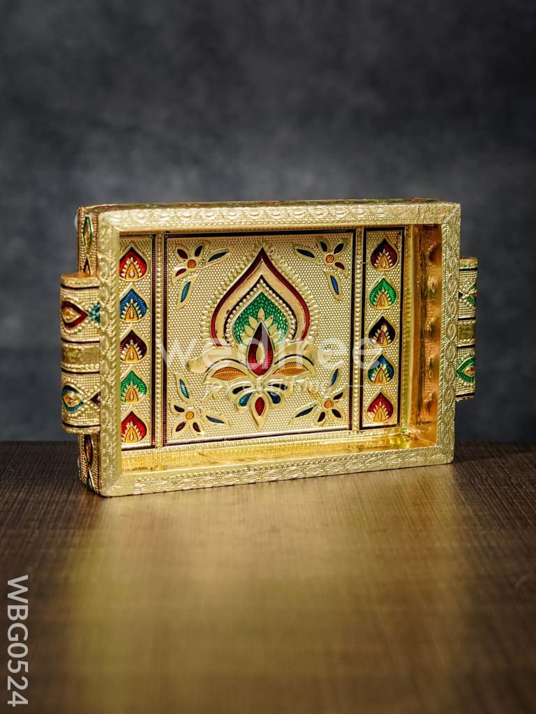 Meenakari Tray With Deepam Design - 6 inch - WBG0524