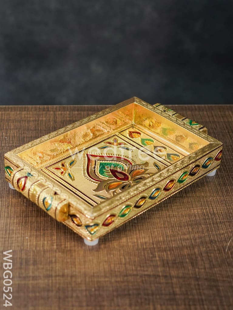 Meenakari Tray With Deepam Design- WBG0524