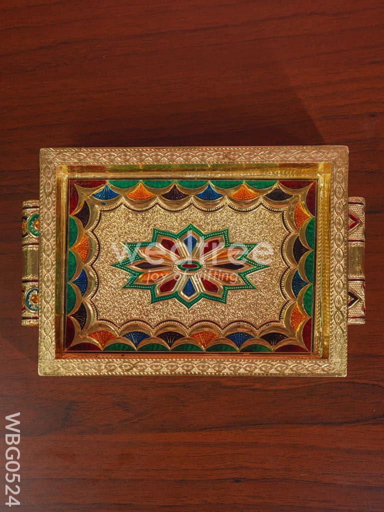 Meenakari Tray With Deepam Design- WBG0524