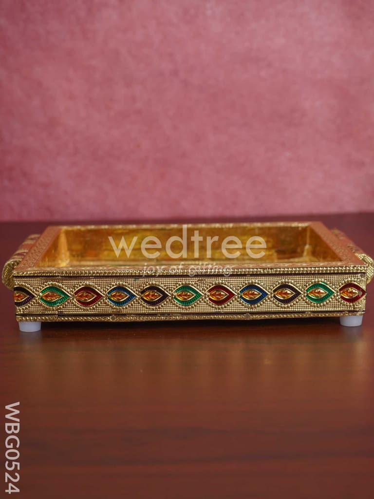Meenakari Tray With Deepam Design- WBG0524