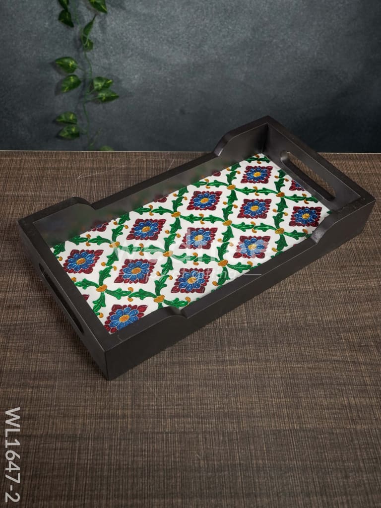Meenakari Wooden - Rectange Tray (12x6) - WL1647