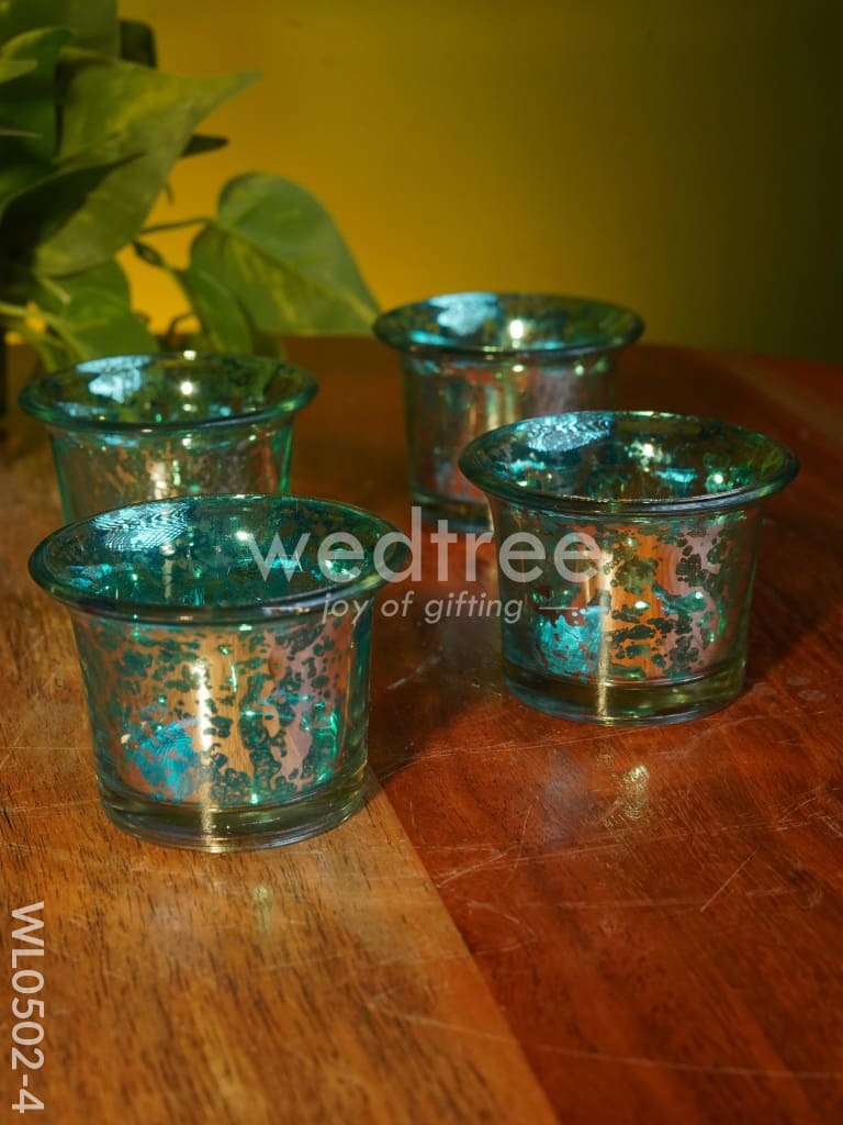Mercury Glass T light holder 2.5 Inch - Set of 4 - WL0502