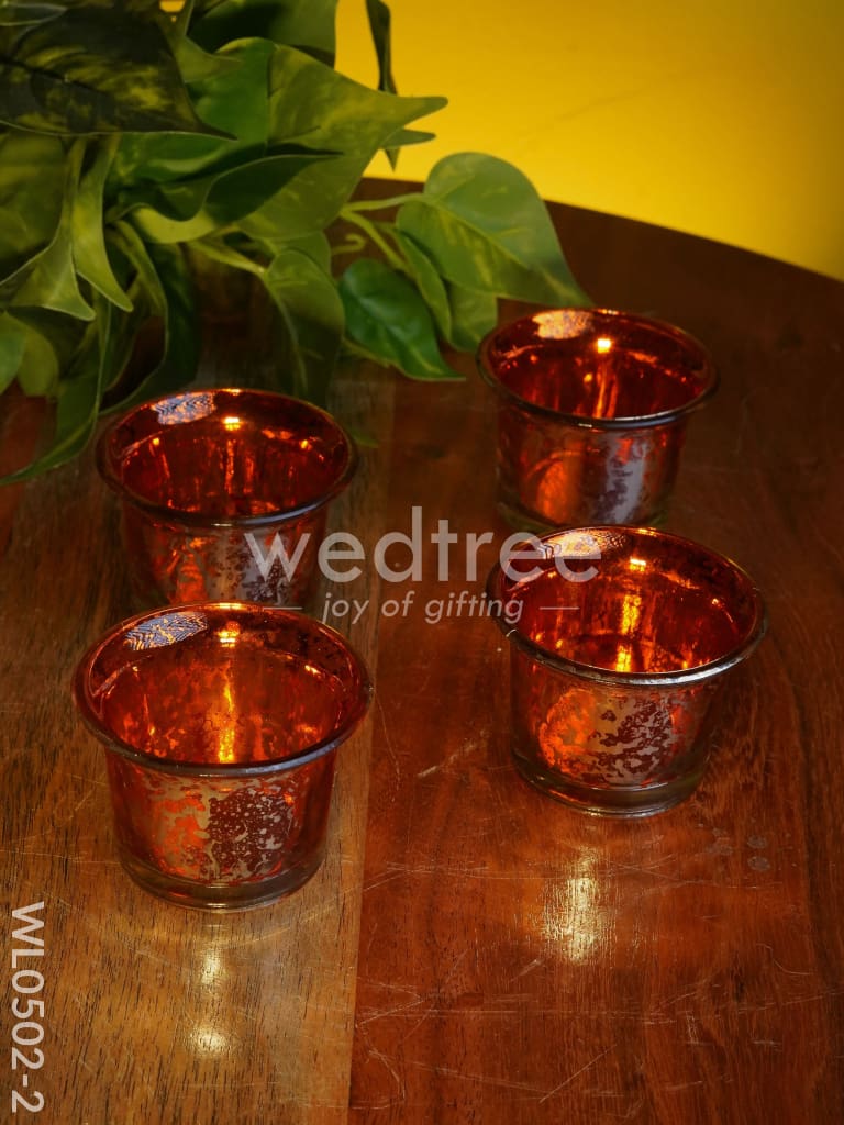 Mercury Glass T light holder 2.5 Inch - Set of 4 - WL0502