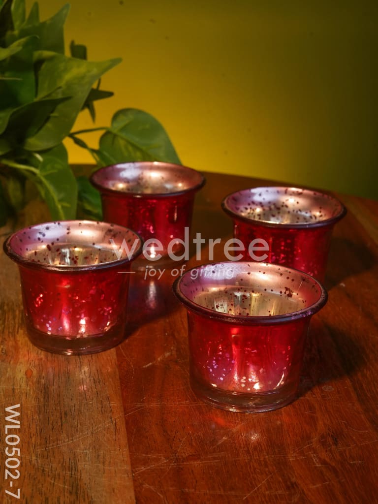 Mercury Glass T light holder 2.5 Inch - Set of 4 - WL0502
