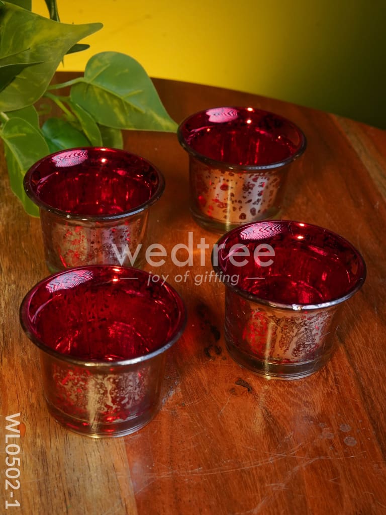 Mercury Glass T light holder 2.5 Inch - Set of 4 - WL0502