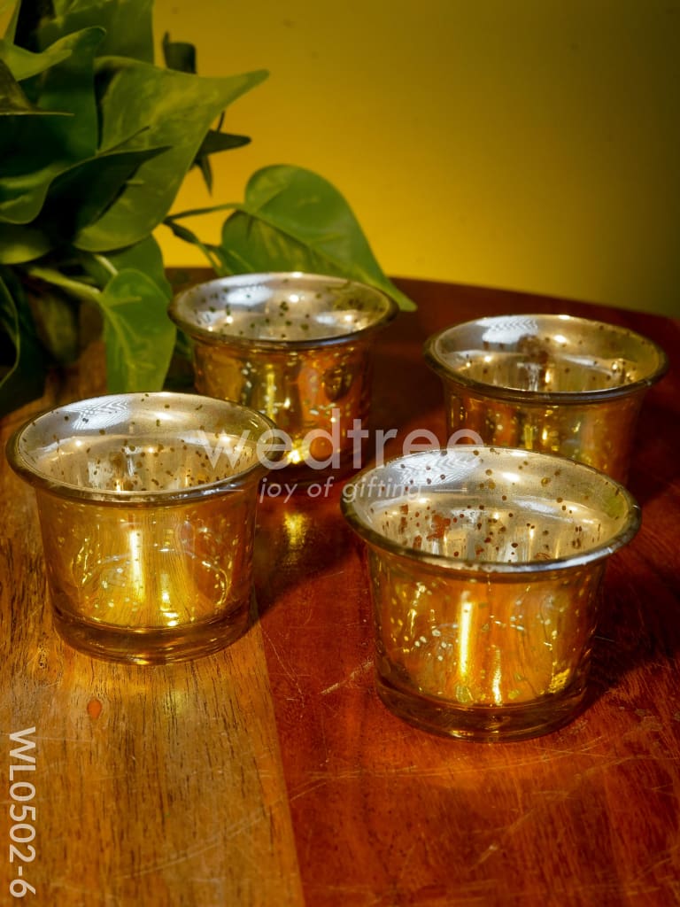 Mercury Glass T light holder 2.5 Inch - Set of 4 - WL0502