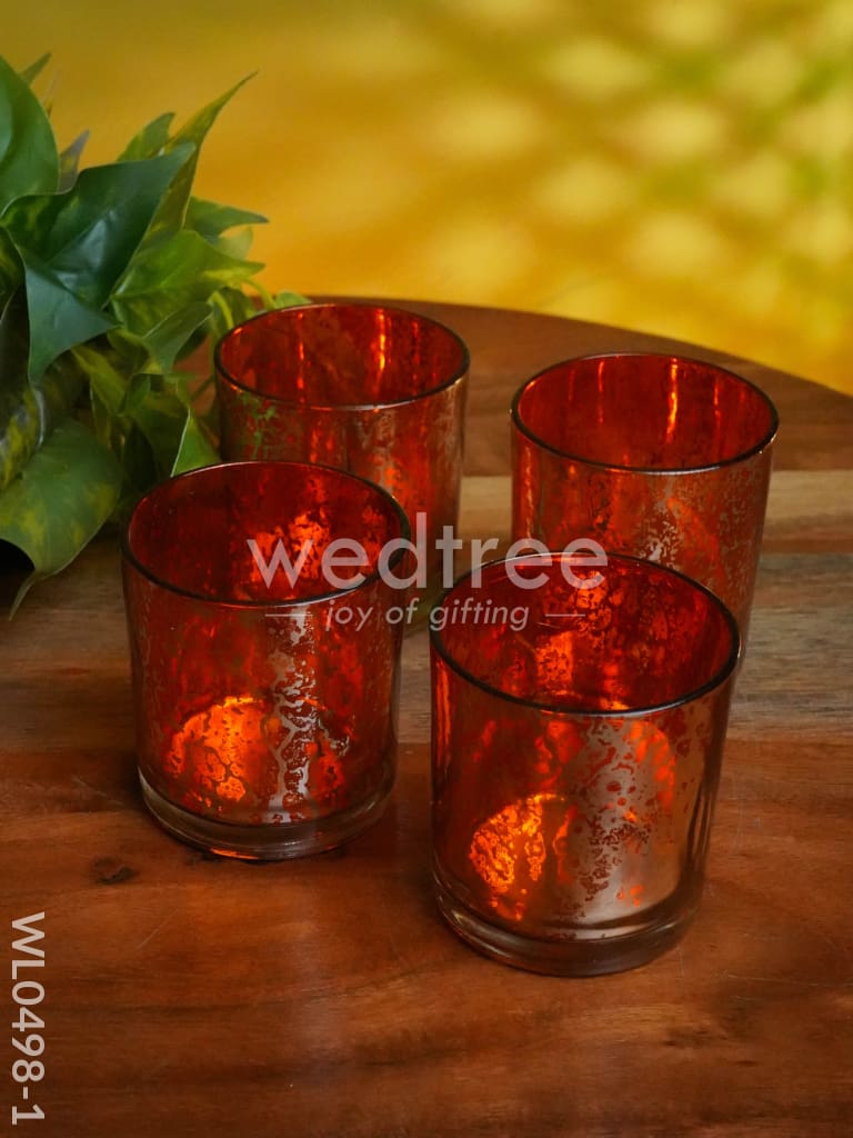 Mercury glass T-light holder 3 Inches - Set of 4