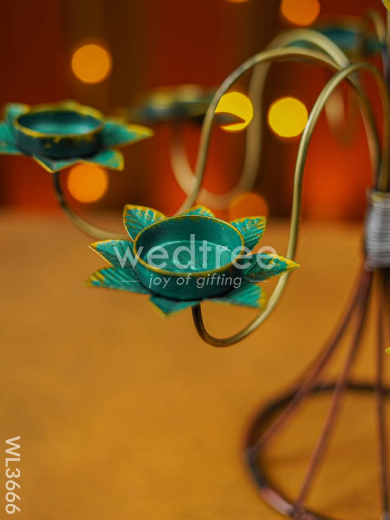 Metal 9 Lotus Candle Holder with Stand - WL3666