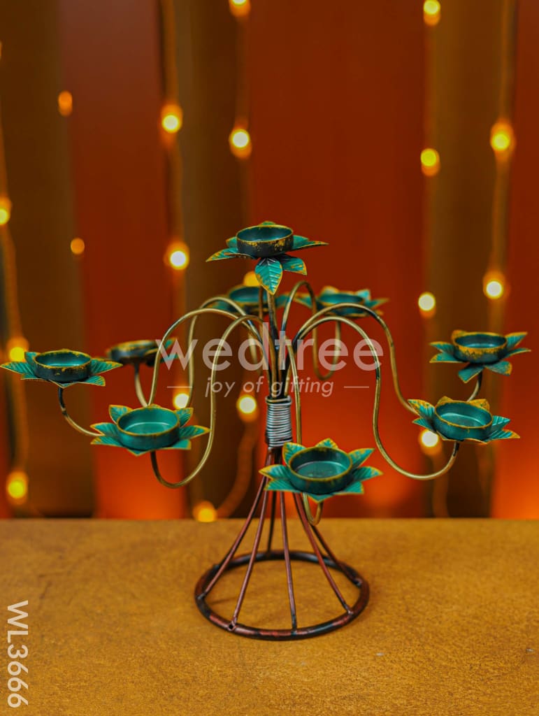 Metal 9 Lotus Candle Holder with Stand - WL3666