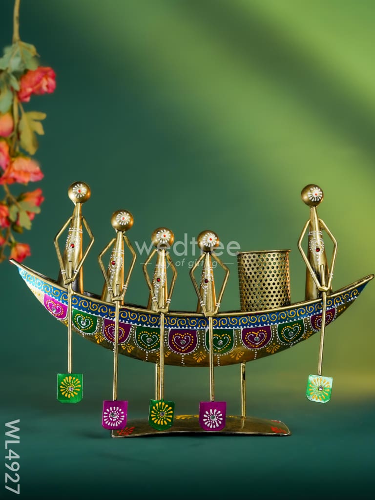 Metal Boat Musicians with Pen Stand - WL4927