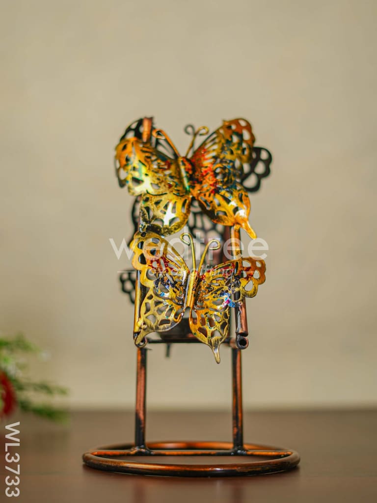 Metal Butterfly T Light Holder with Stand - WL3733