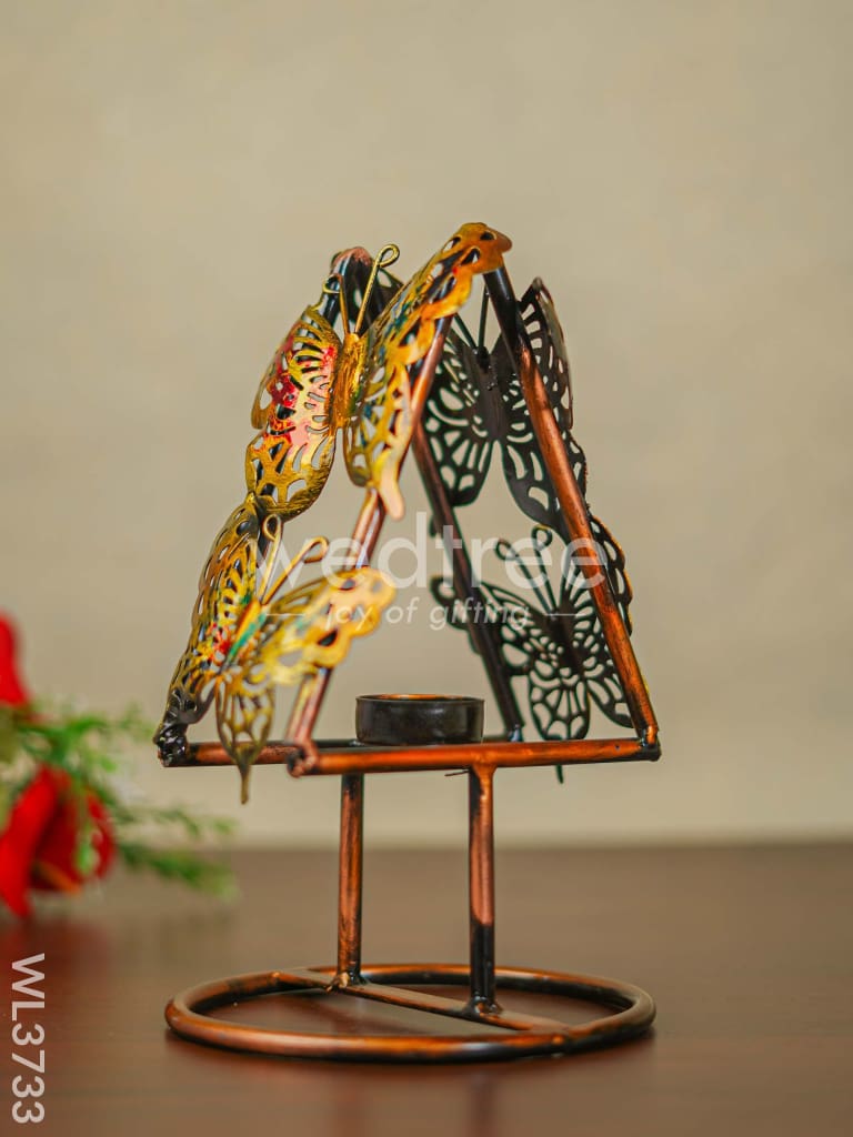 Metal Butterfly T Light Holder with Stand - WL3733