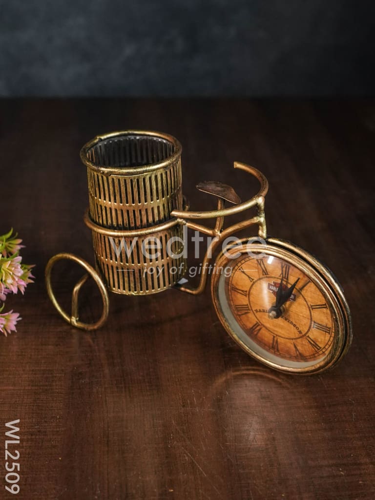 Metal Cycle Clock with Pen Stand - WL2509