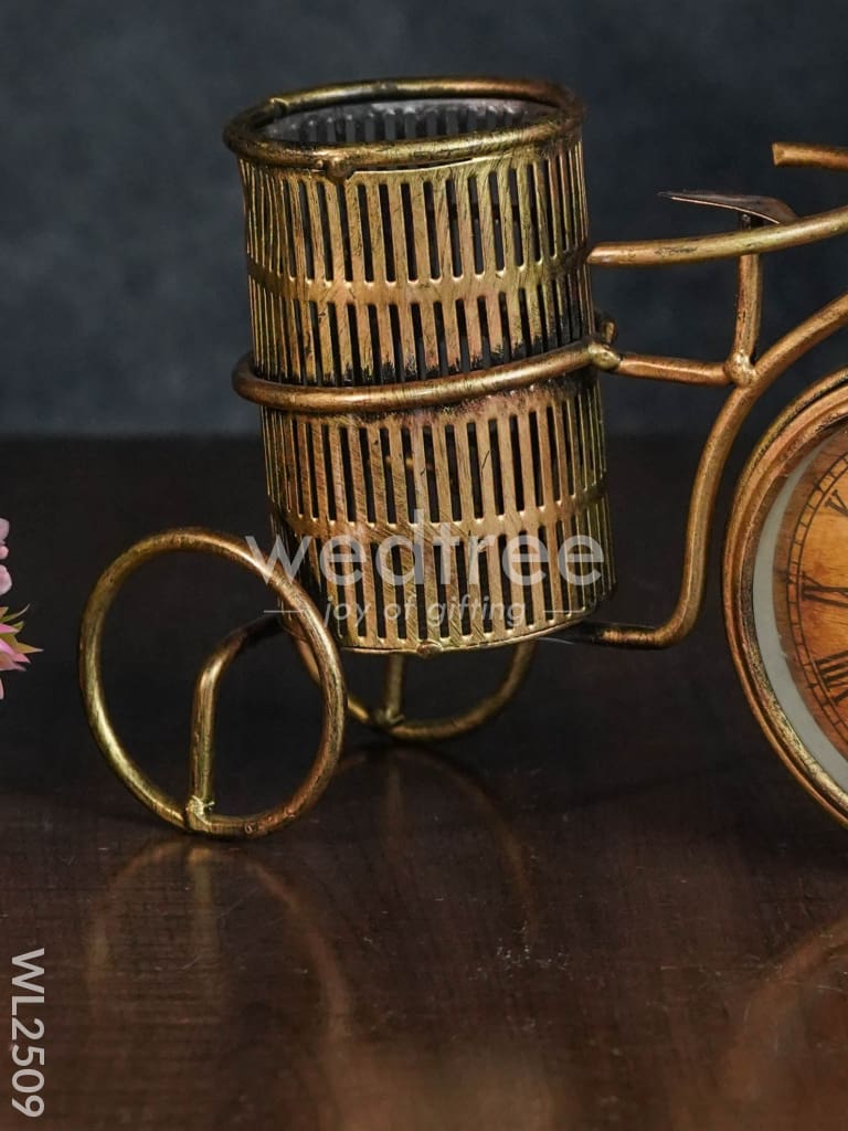 Metal Cycle Clock with Pen Stand - WL2509