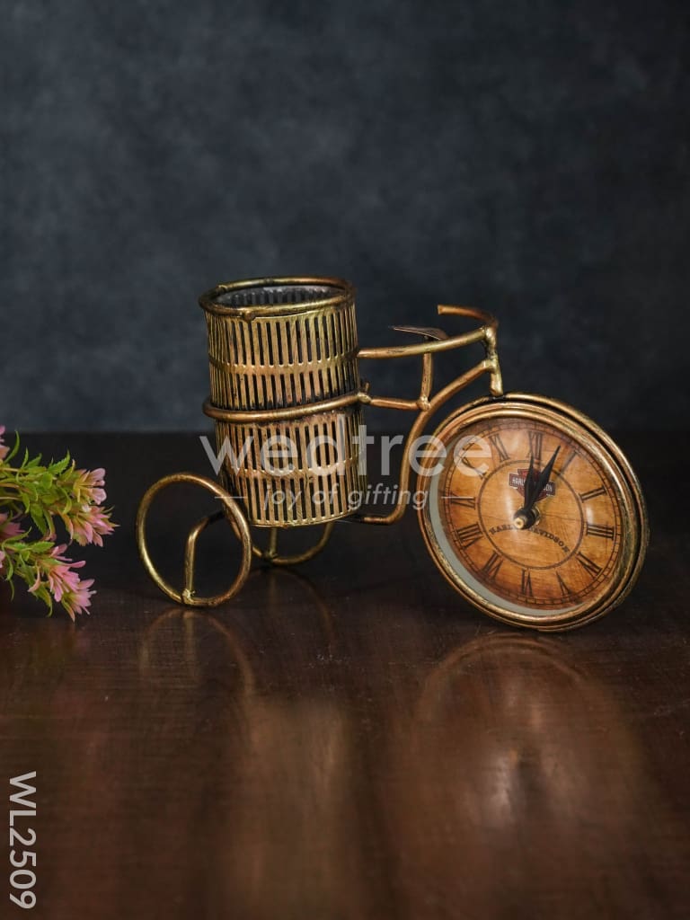 Metal Cycle Clock with Pen Stand - WL2509