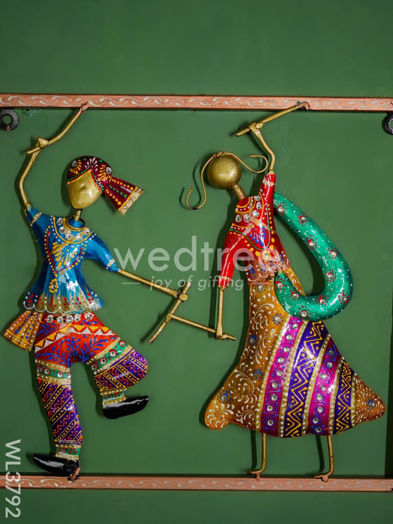 Metal Dandiya Couple in Frame - WL3792