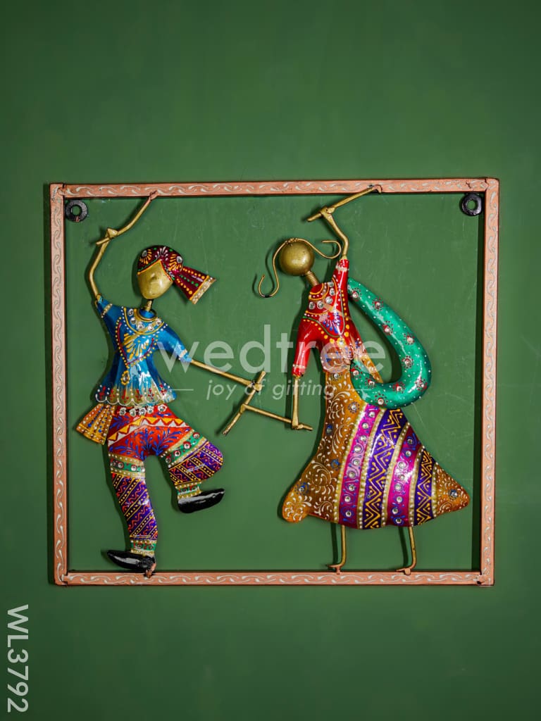 Metal Dandiya Couple in Frame - WL3792