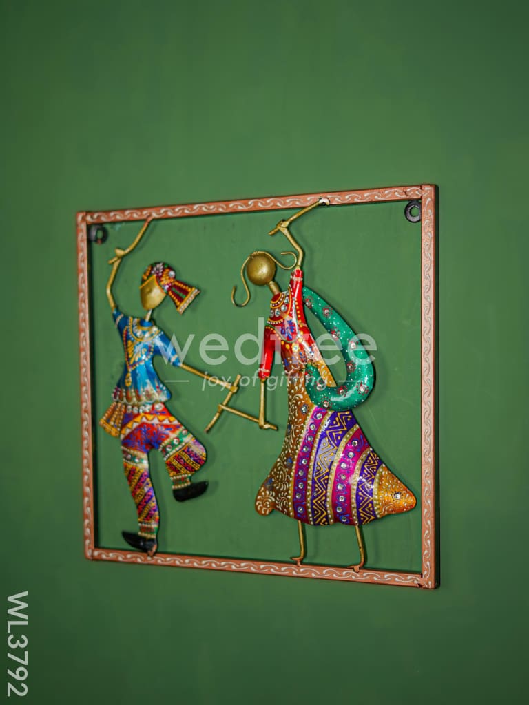 Metal Dandiya Couple in Frame - WL3792